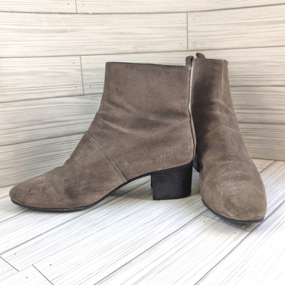 Banana Republic Shoes - Banana Republic Stacked Heel Suede Boots with Side Zipper in Taupe Size 9.5